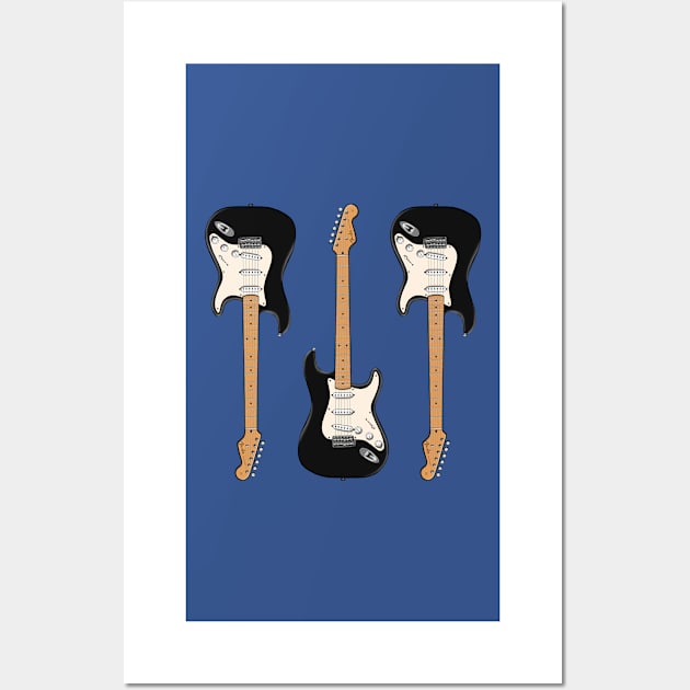 Triple Black Stratocaster Wall Art by saintchristopher